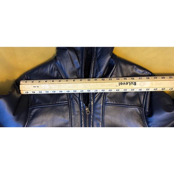 Wilsons Blk Leather Sz XL Longer Faux Fur Lined Reversible Pockets Tie Full Zip - Picture 7 of 13